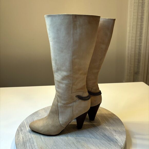 Caressa Women's Brown‎ Cream Leather Heeled Side Zip Boots US Size 6.5 M - Picture 3 of 13